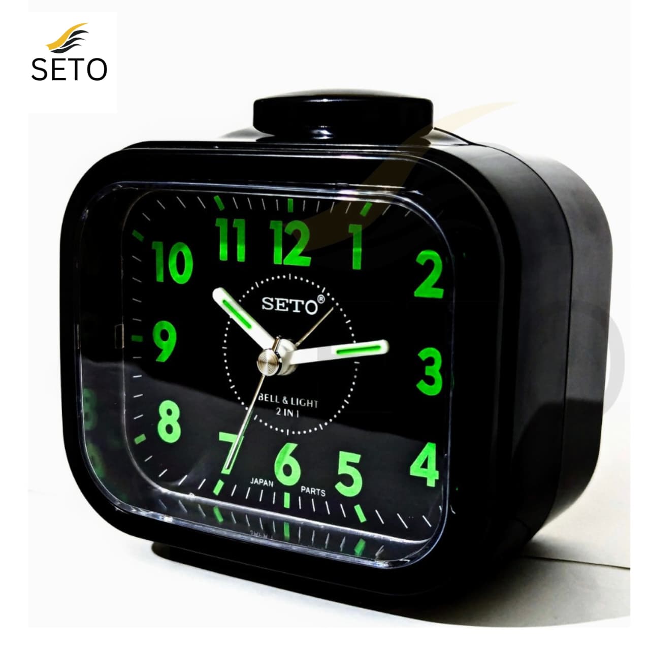 SETO Night Vision Analog Alarm Clock –,Loud Bell Ring, Bedside Desk Table Clock with Light, Durable Japanese Parts, Modern Stylish Design, Battery Operated, Perfect for Home, Office & Gifts