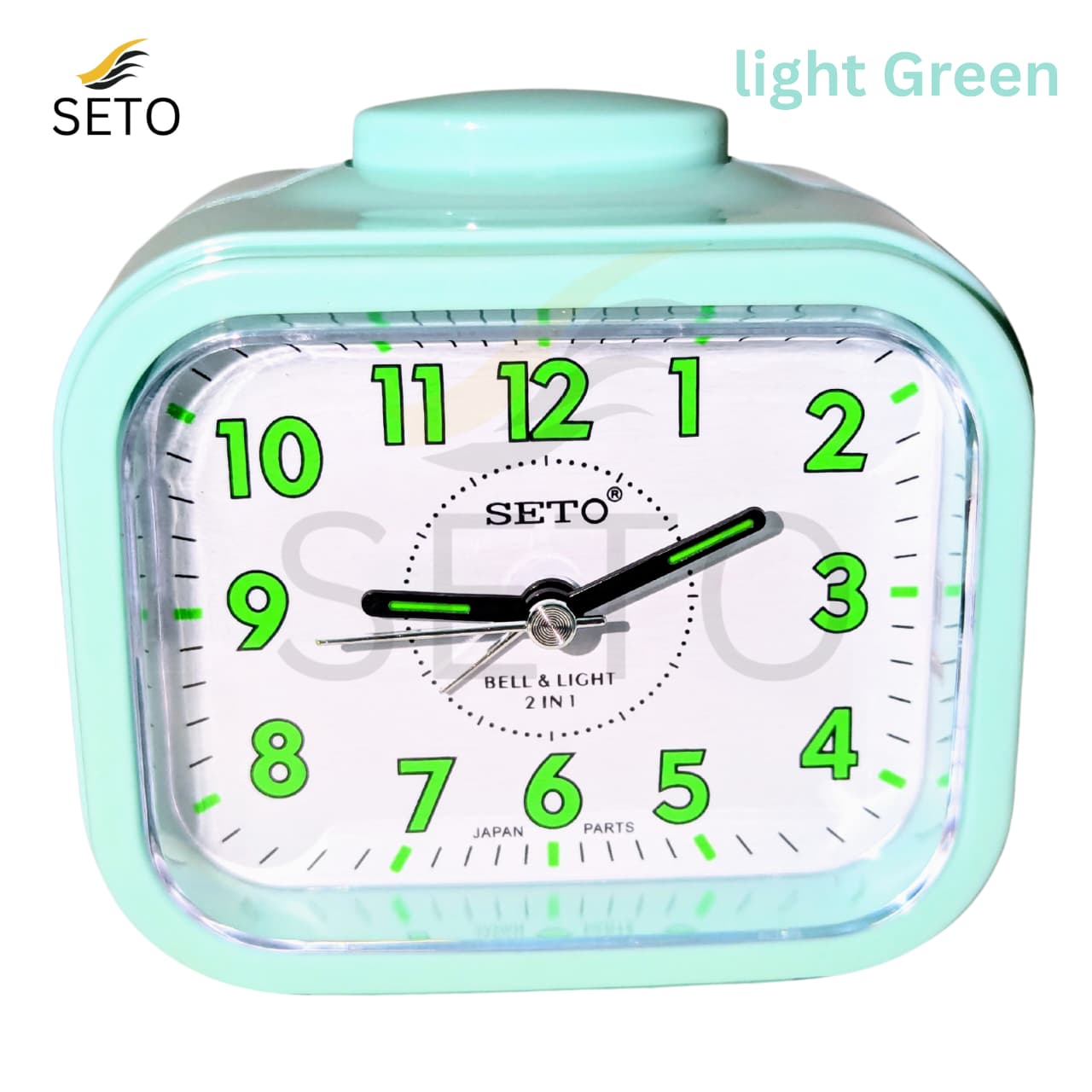 SETO Night Vision Analog Alarm Clock –,Loud Bell Ring, Bedside Desk Table Clock with Light, Durable Japanese Parts, Modern Stylish Design, Battery Operated, Perfect for Home, Office & Gifts