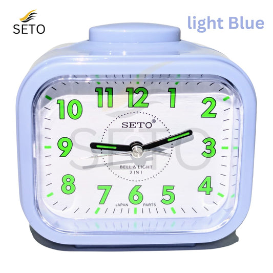 SETO Night Vision Analog Alarm Clock –,Loud Bell Ring, Bedside Desk Table Clock with Light, Durable Japanese Parts, Modern Stylish Design, Battery Operated, Perfect for Home, Office & Gifts