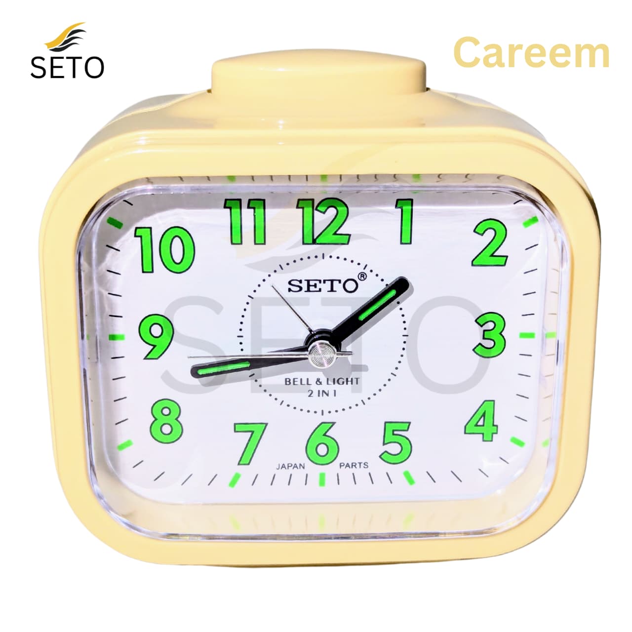 SETO Night Vision Analog Alarm Clock –,Loud Bell Ring, Bedside Desk Table Clock with Light, Durable Japanese Parts, Modern Stylish Design, Battery Operated, Perfect for Home, Office & Gifts