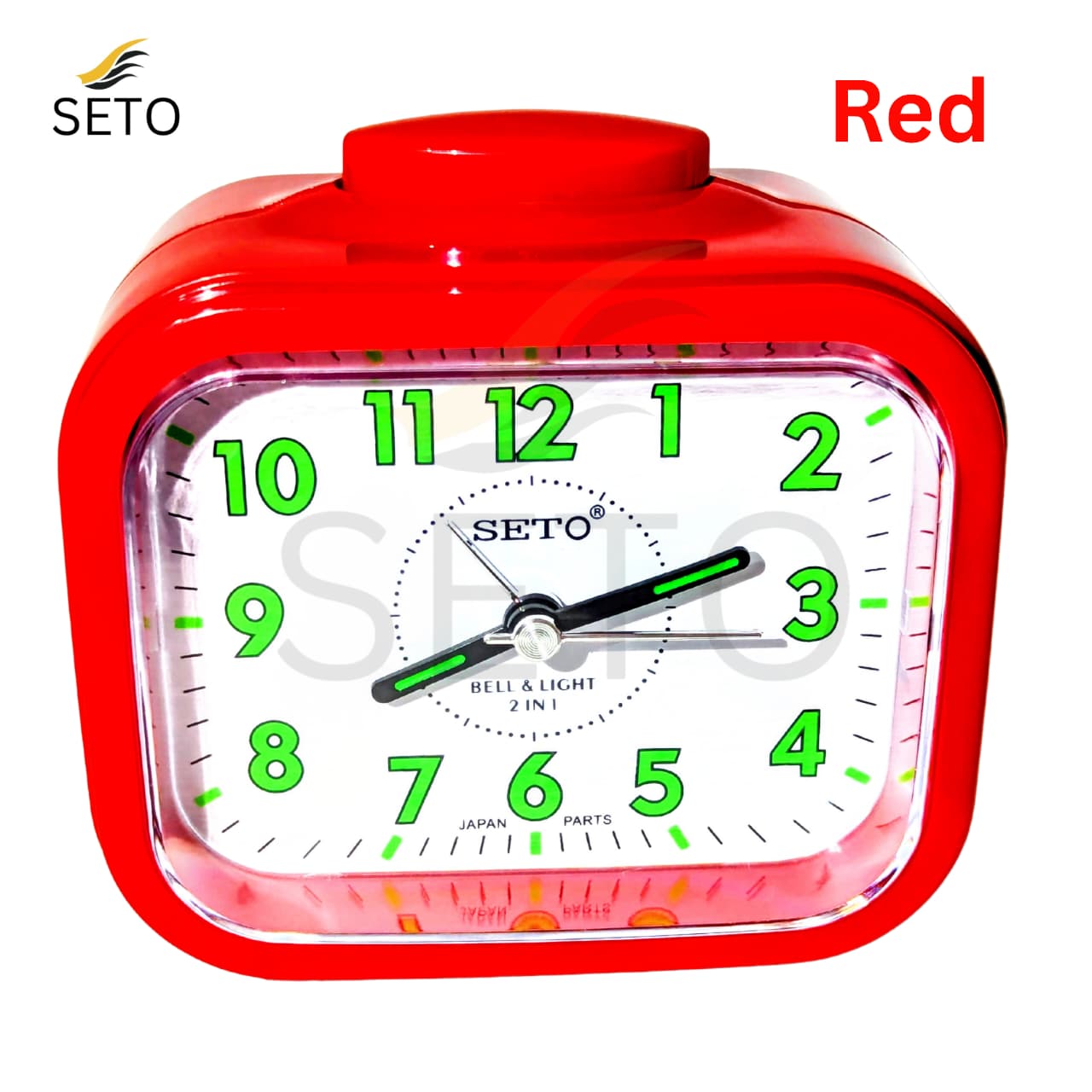 SETO Night Vision Analog Alarm Clock –,Loud Bell Ring, Bedside Desk Table Clock with Light, Durable Japanese Parts, Modern Stylish Design, Battery Operated, Perfect for Home, Office & Gifts