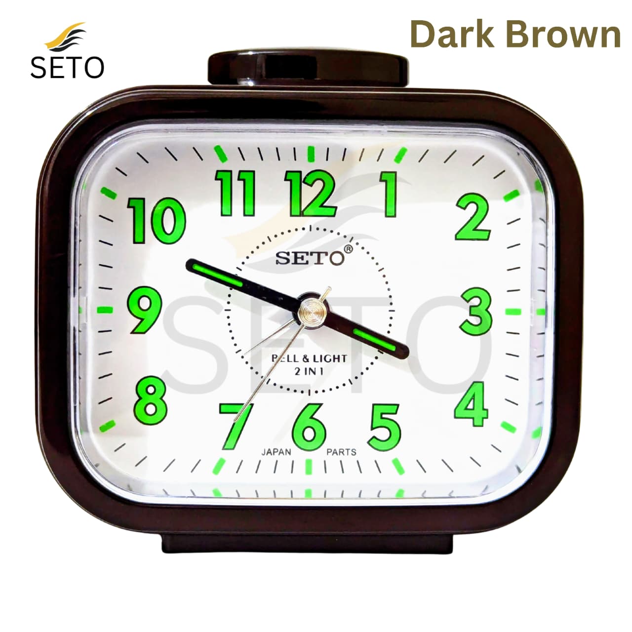 SETO Night Vision Analog Alarm Clock –,Loud Bell Ring, Bedside Desk Table Clock with Light, Durable Japanese Parts, Modern Stylish Design, Battery Operated, Perfect for Home, Office & Gifts
