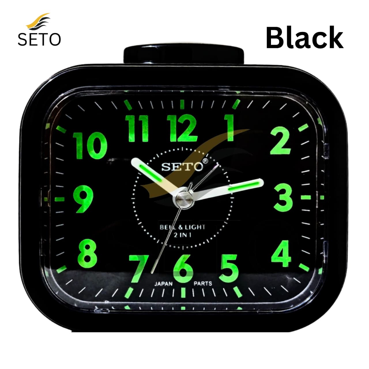 SETO Night Vision Analog Alarm Clock –,Loud Bell Ring, Bedside Desk Table Clock with Light, Durable Japanese Parts, Modern Stylish Design, Battery Operated, Perfect for Home, Office & Gifts