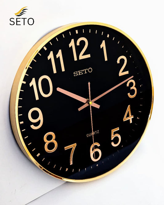 Modern Slim Wall Clock – Silent Quartz Movement with Gold Edge, Elegant Decorative Clock for Home & Office Déco