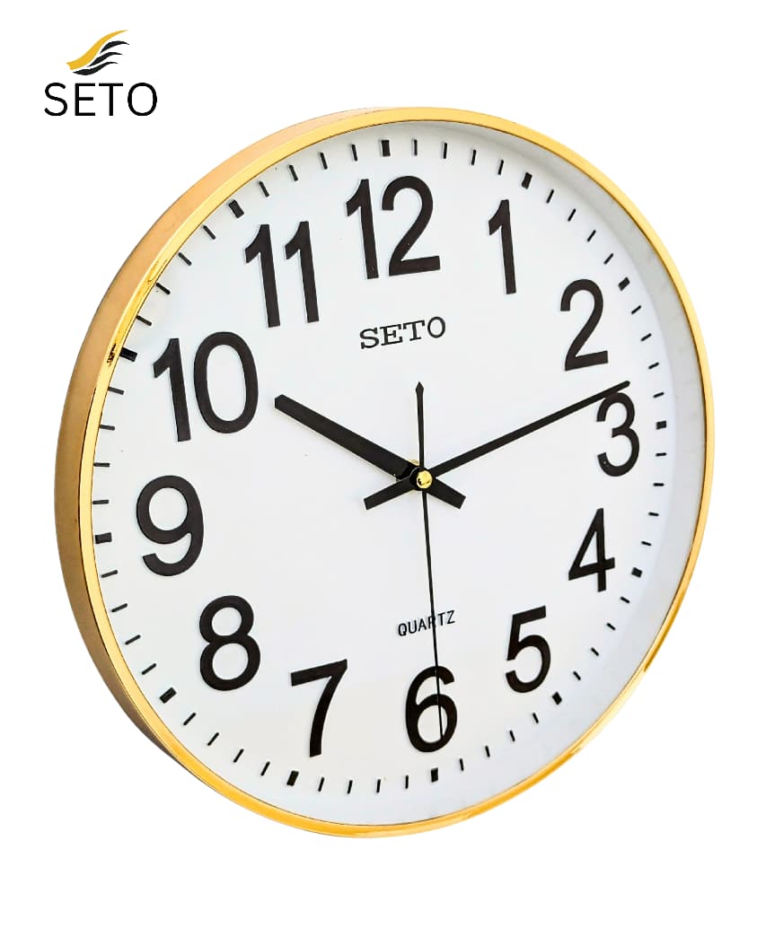 Modern Slim Wall Clock – Silent Quartz Movement with Gold Edge, Elegant Decorative Clock for Home & Office Déco