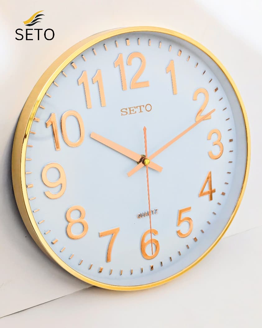 Modern Slim Wall Clock – Silent Quartz Movement with Gold Edge, Elegant Decorative Clock for Home & Office Déco