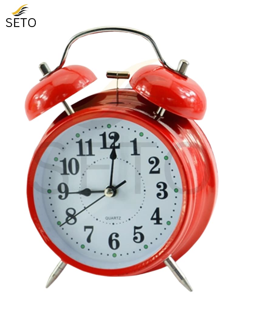 Twin Bell Loud Alarm Clock , Big Dial Metal Frame with LED Backlight, Silent Quartz Sweep Analog Bedside Desk Table Clock, Battery Operated for Home, Office & Bedroom