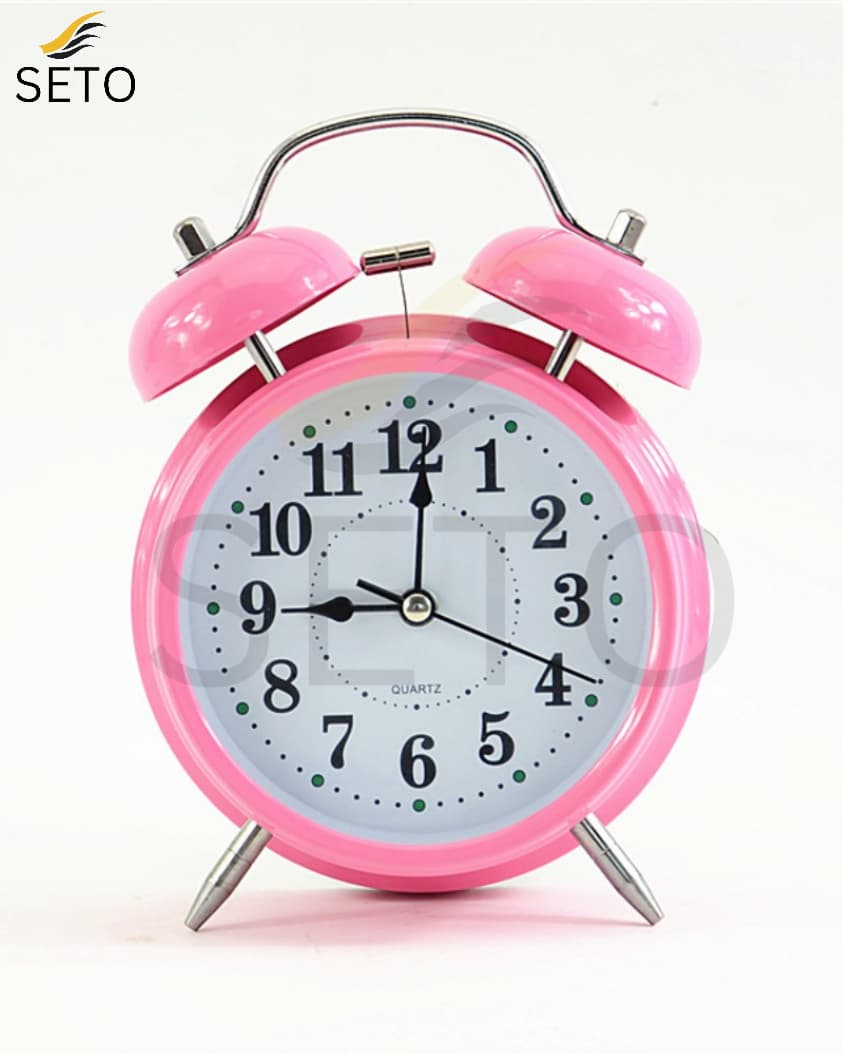 Twin Bell Loud Alarm Clock , Big Dial Metal Frame with LED Backlight, Silent Quartz Sweep Analog Bedside Desk Table Clock, Battery Operated for Home, Office & Bedroom