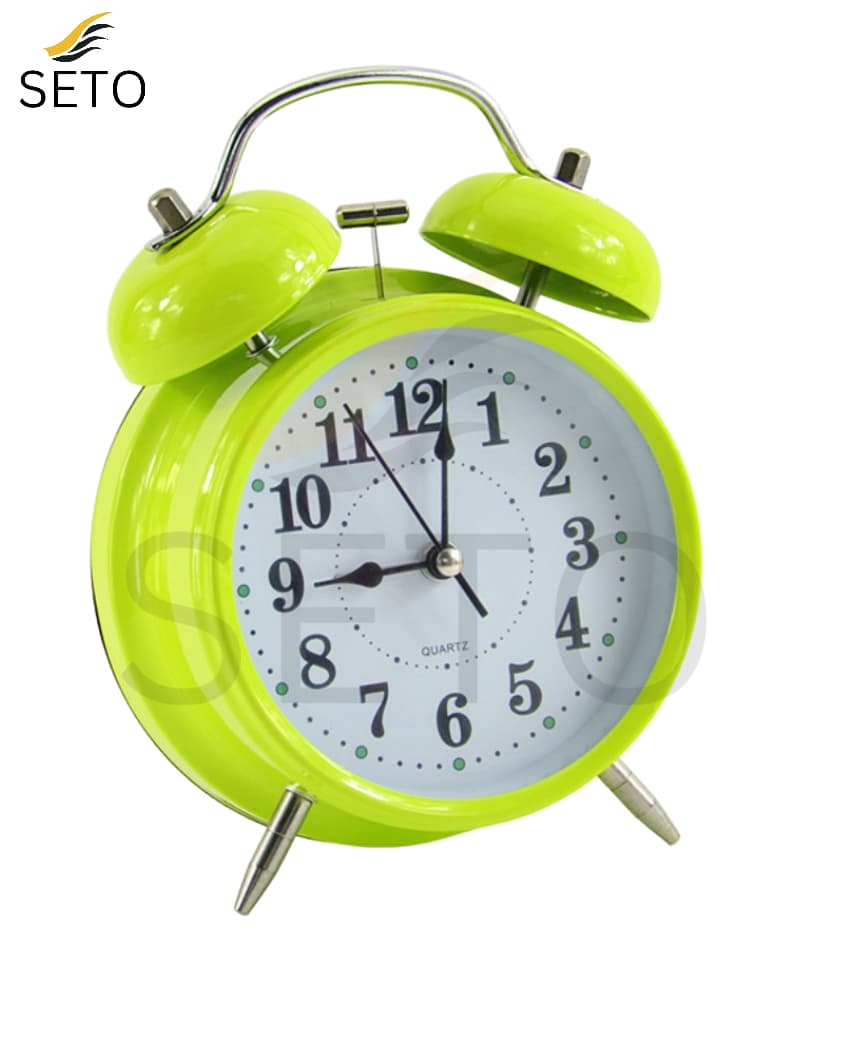 Twin Bell Loud Alarm Clock , Big Dial Metal Frame with LED Backlight, Silent Quartz Sweep Analog Bedside Desk Table Clock, Battery Operated for Home, Office & Bedroom