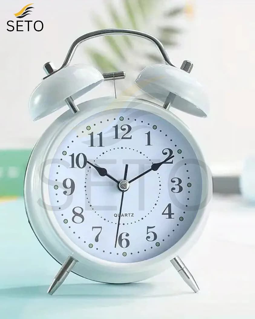 Twin Bell Loud Alarm Clock , Big Dial Metal Frame with LED Backlight, Silent Quartz Sweep Analog Bedside Desk Table Clock, Battery Operated for Home, Office & Bedroom