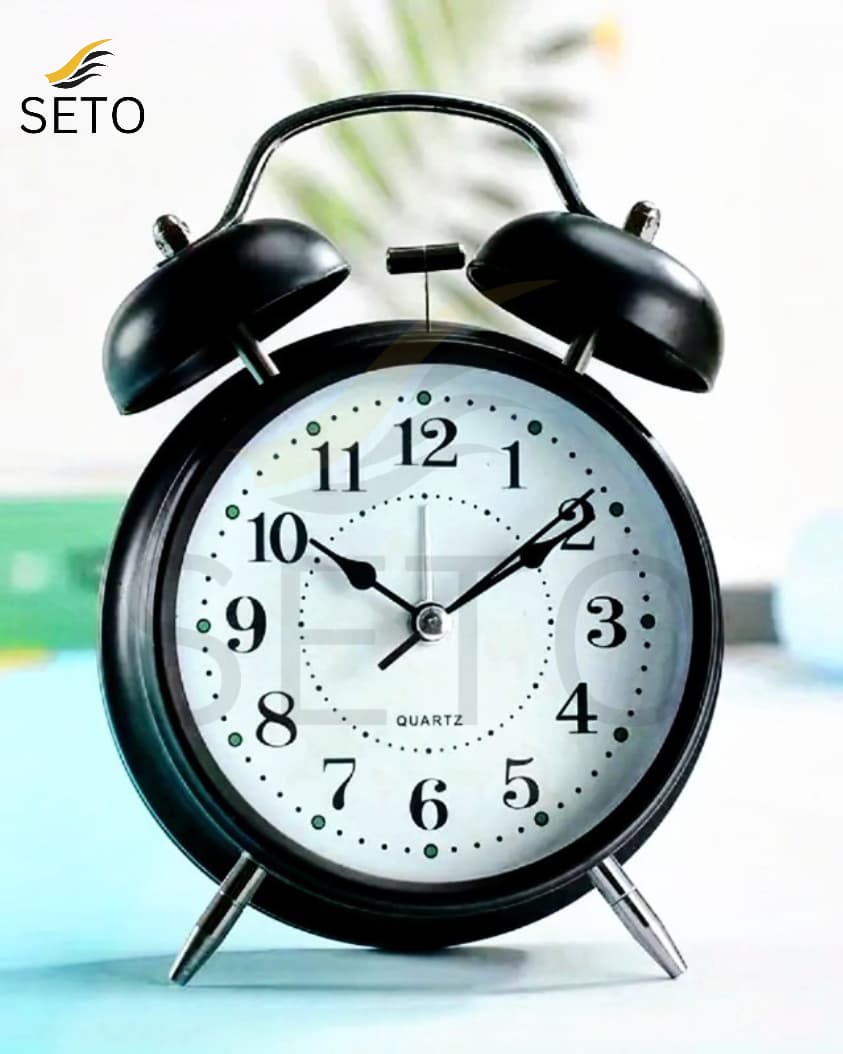 Twin Bell Loud Alarm Clock , Big Dial Metal Frame with LED Backlight, Silent Quartz Sweep Analog Bedside Desk Table Clock, Battery Operated for Home, Office & Bedroom