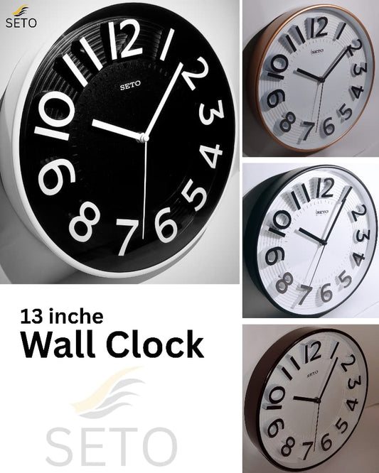 Modern 13-Inch Wall Clock – Silent Non-Ticking Quartz Clock with 3D Numbers, Minimalist Design for Bedroom, Living Room & Office