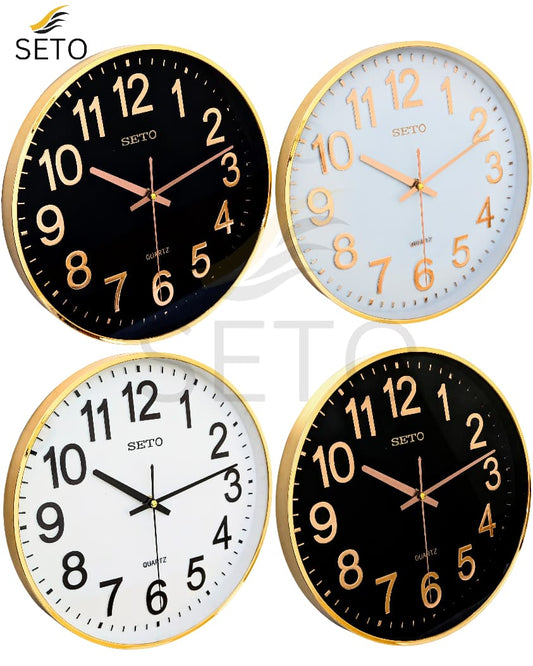 Modern Slim Wall Clock – Silent Quartz Movement with Gold Edge, Elegant Decorative Clock for Home & Office Déco