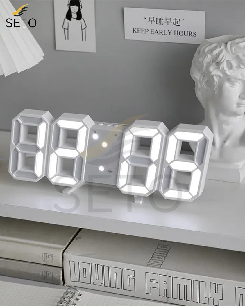 ubess 3D LED Digital Clock β Modern Digital Wall & Desk Clock with Snooze, Temperature Display, Stylish Bedroom Decor
