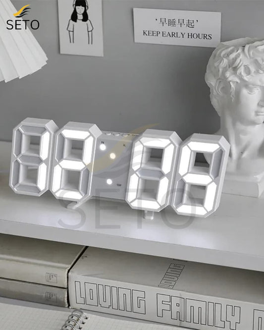 ubess 3D LED Digital Clock – Modern Digital Wall & Desk Clock with Snooze, Temperature Display, Stylish Bedroom Decor