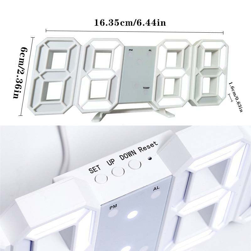 ubess 3D LED Digital Clock β Modern Digital Wall & Desk Clock with Snooze, Temperature Display, Stylish Bedroom Decor