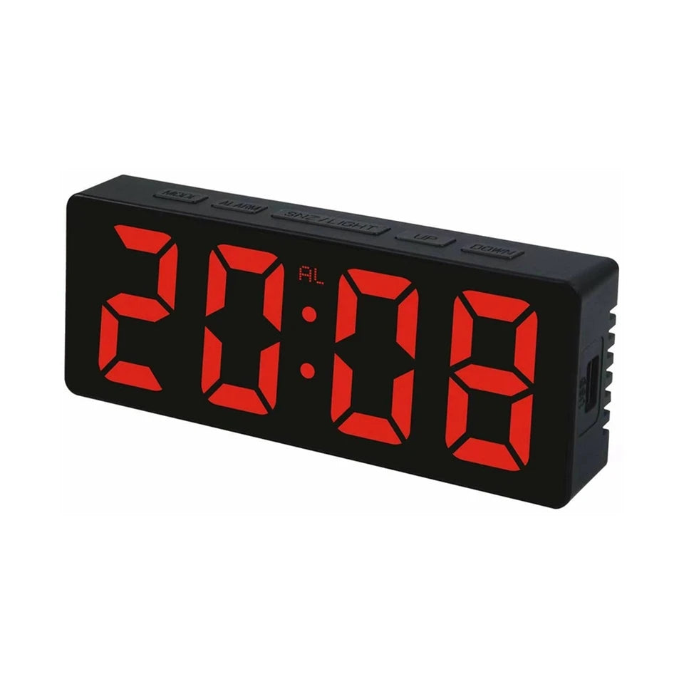 LED Digital Alarm Clock | Snooze Function, Temperature Display, 12/24 Hour Mode & Adjustable Brightness