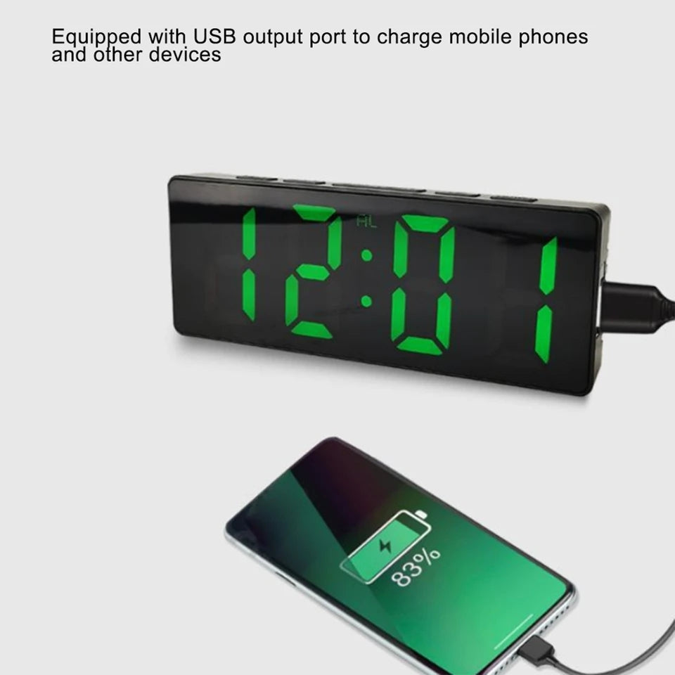 LED Digital Alarm Clock | Snooze Function, Temperature Display, 12/24 Hour Mode & Adjustable Brightness