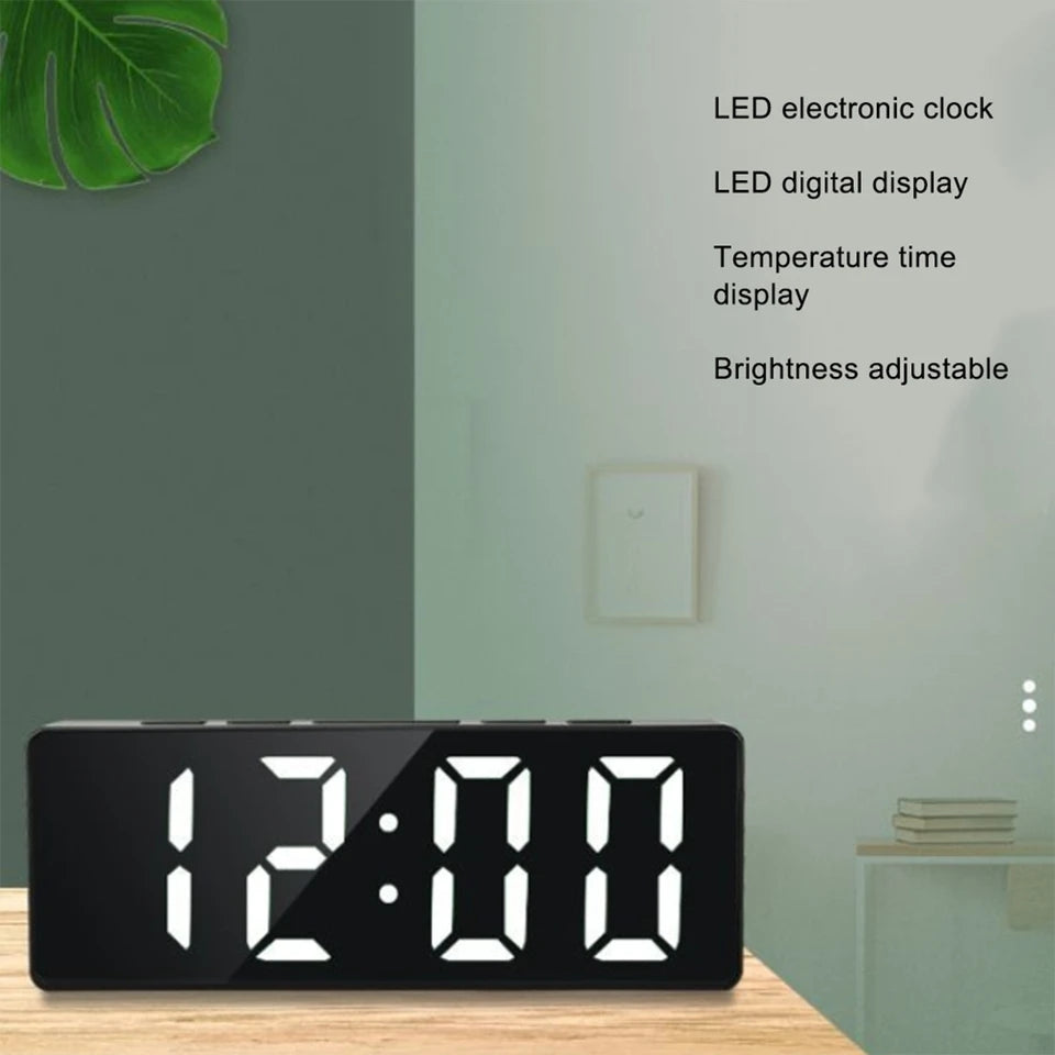 LED Digital Alarm Clock | Snooze Function, Temperature Display, 12/24 Hour Mode & Adjustable Brightness
