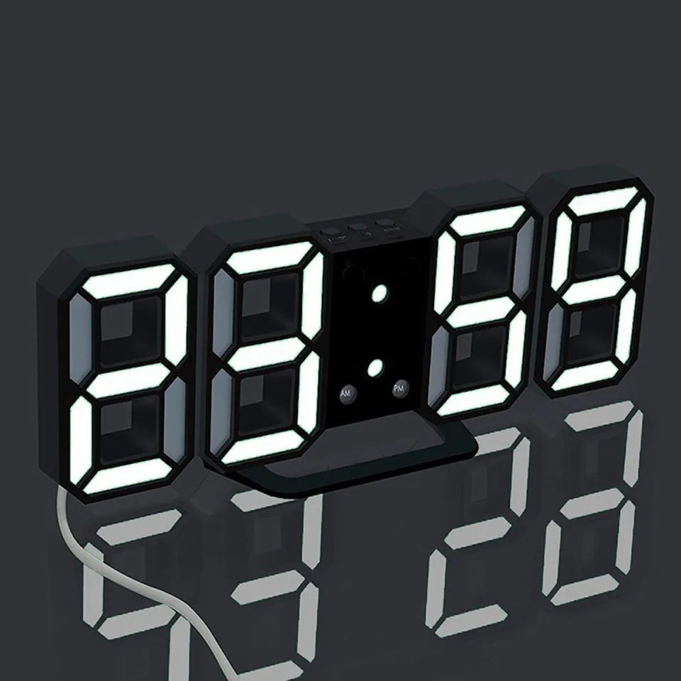 ubess 3D LED Digital Clock β Modern Digital Wall & Desk Clock with Snooze, Temperature Display, Stylish Bedroom Decor