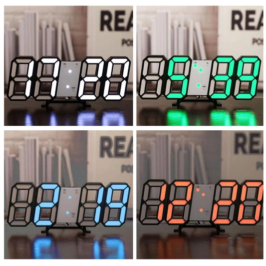ubess 3D LED Digital Clock – Modern Digital Wall & Desk Clock with Snooze, Temperature Display, Stylish Bedroom Decor