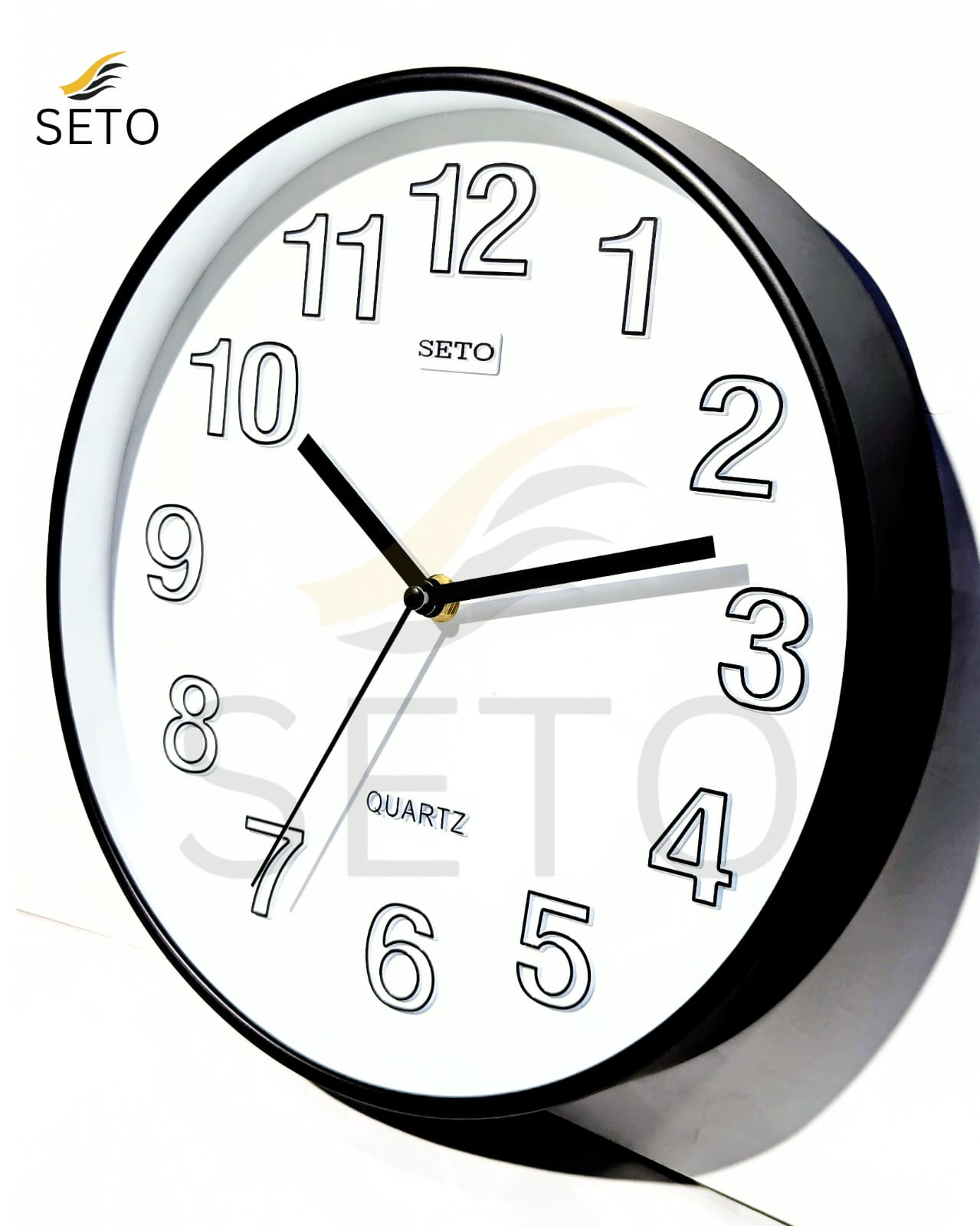 [SETO] 12 Inch Silent Sweep Wall Clock – 3D Elegant Number Design, Smooth Quartz Japan Movement, Modern Decorative Wall Clock for Bedroom, Living Room & Office