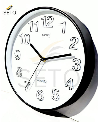 [SETO] 12 Inch Silent Sweep Wall Clock – 3D Elegant Number Design, Smooth Quartz Japan Movement, Modern Decorative Wall Clock for Bedroom, Living Room & Office
