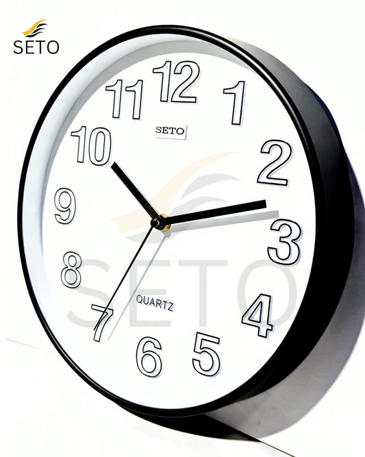 [SETO] 12 Inch Silent Sweep Wall Clock – 3D Elegant Number Design, Smooth Quartz Japan Movement, Modern Decorative Wall Clock for Bedroom, Living Room & Office