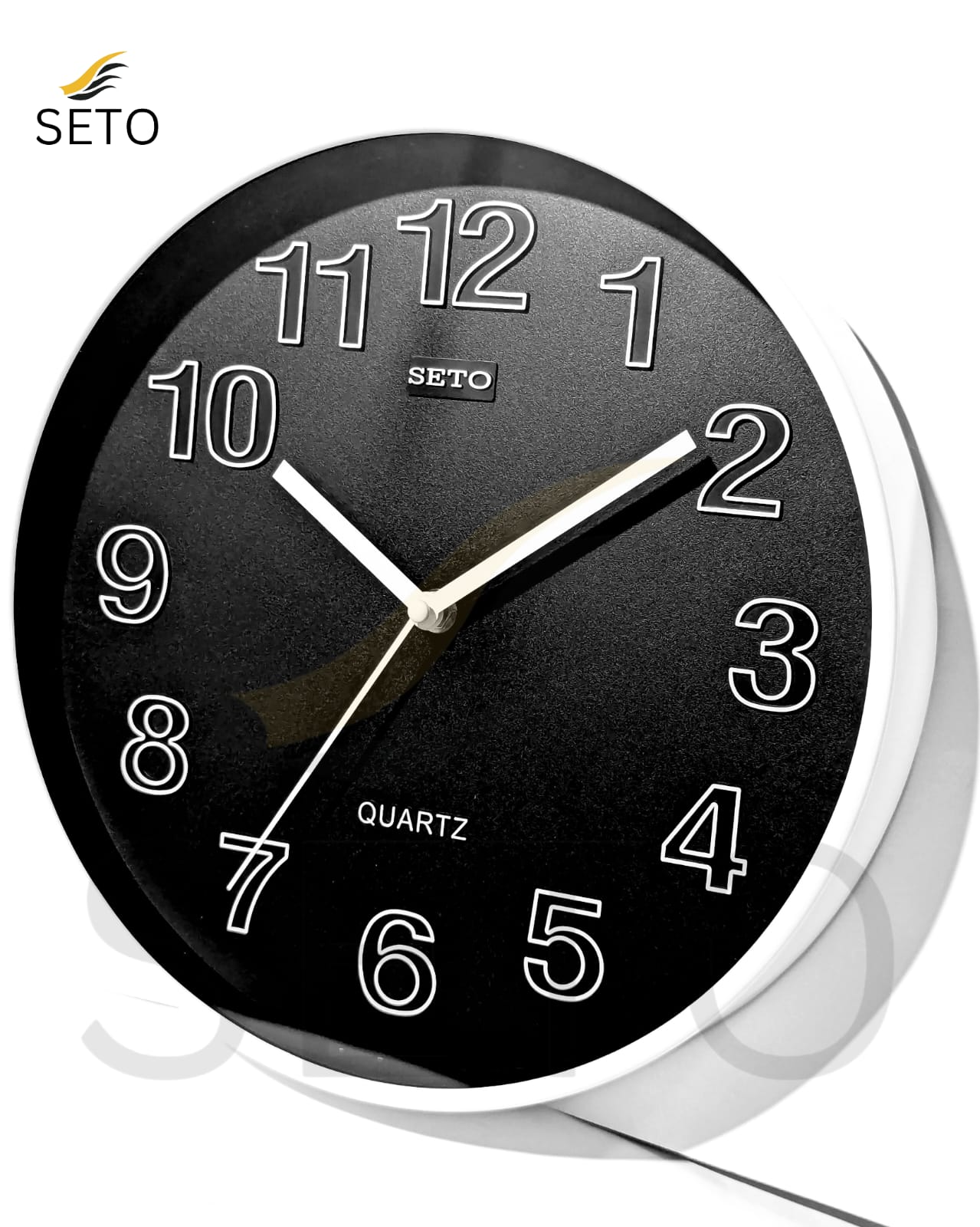 [SETO] 12 Inch Silent Sweep Wall Clock – 3D Elegant Number Design, Smooth Quartz Japan Movement, Modern Decorative Wall Clock for Bedroom, Living Room & Office