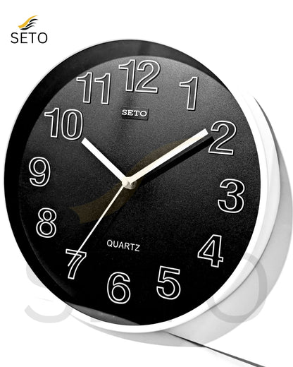 [SETO] 12 Inch Silent Sweep Wall Clock – 3D Elegant Number Design, Smooth Quartz Japan Movement, Modern Decorative Wall Clock for Bedroom, Living Room & Office