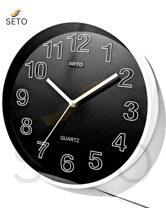 [SETO] 12 Inch Silent Sweep Wall Clock – 3D Elegant Number Design, Smooth Quartz Japan Movement, Modern Decorative Wall Clock for Bedroom, Living Room & Office