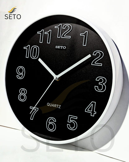 [SETO] 12 Inch Silent Sweep Wall Clock – 3D Elegant Number Design, Smooth Quartz Japan Movement, Modern Decorative Wall Clock for Bedroom, Living Room & Office