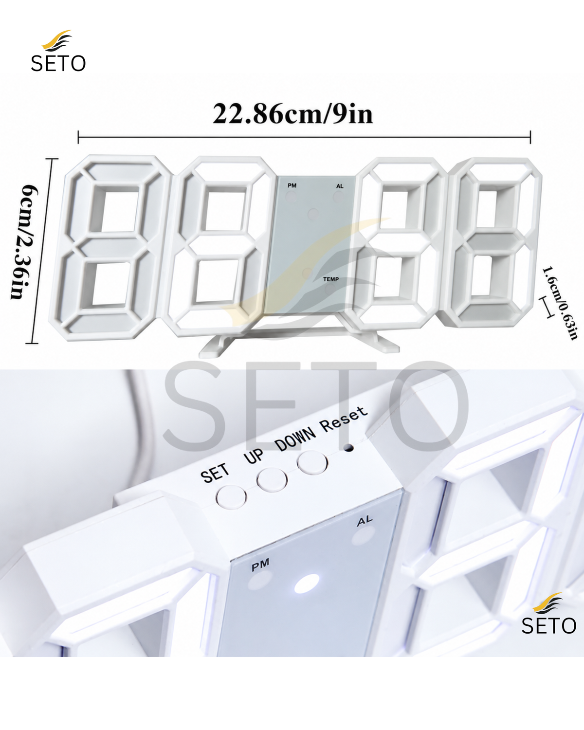 3D LED Digital Clock – Modern Digital Wall & Desk Clock with Snooze, Temperature Display, Stylish Bedroom Decor