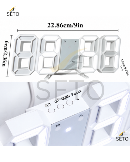 3D LED Digital Clock – Modern Digital Wall & Desk Clock with Snooze, Temperature Display, Stylish Bedroom Decor