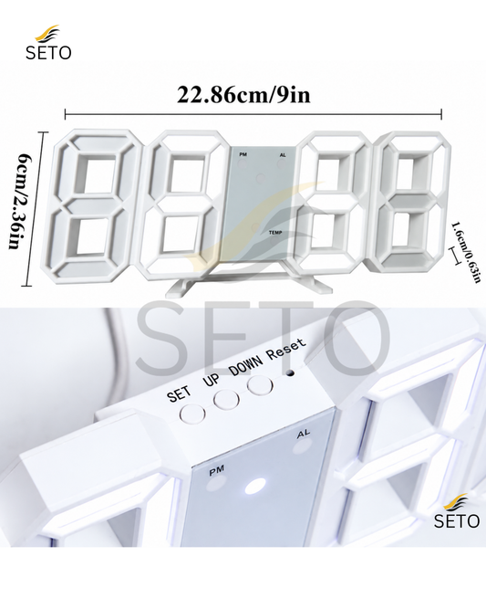 3D LED Digital Clock – Modern Digital Wall & Desk Clock with Snooze, Temperature Display, Stylish Bedroom Decor