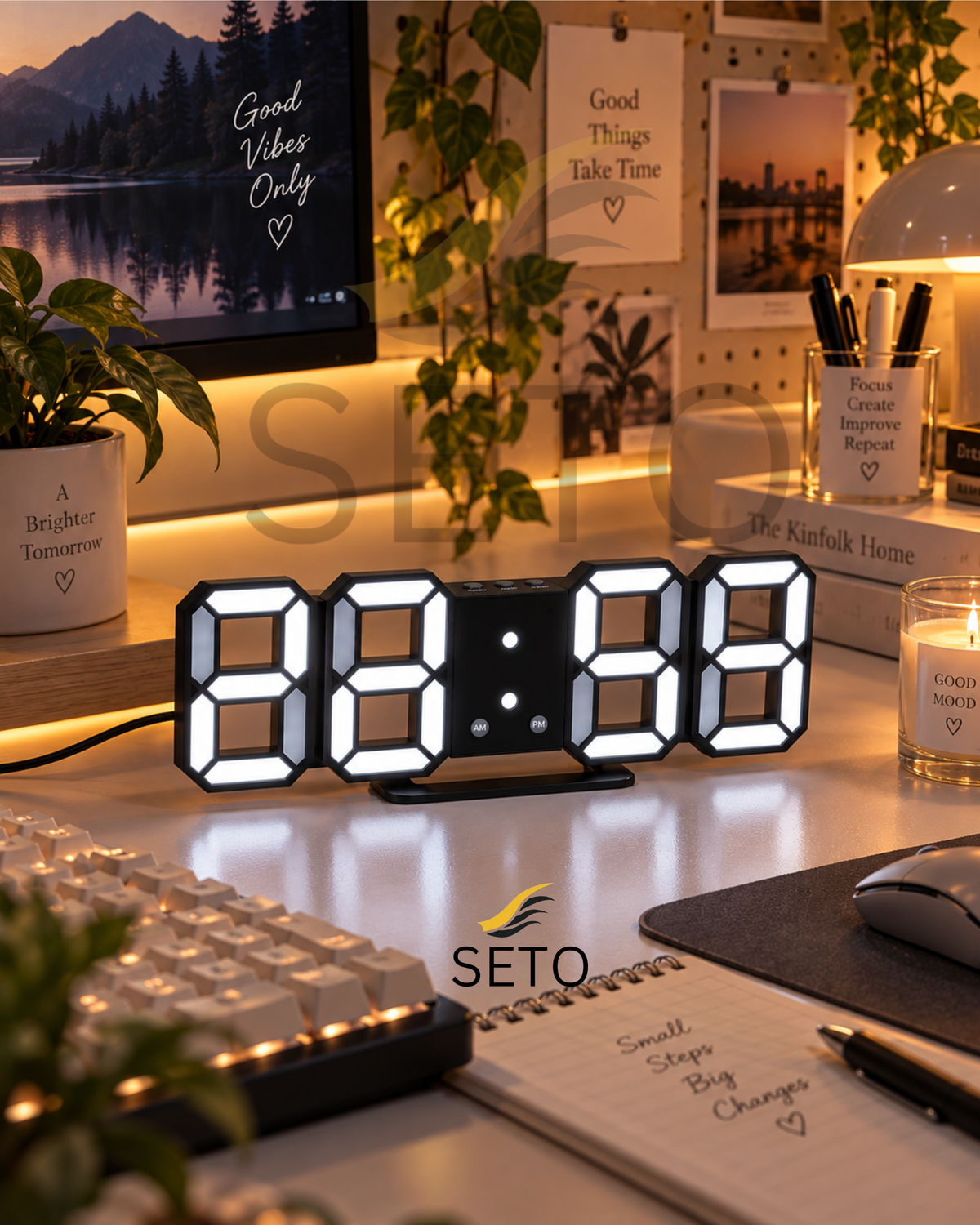3D LED Digital Clock – Modern Digital Wall & Desk Clock with Snooze, Temperature Display, Stylish Bedroom Decor