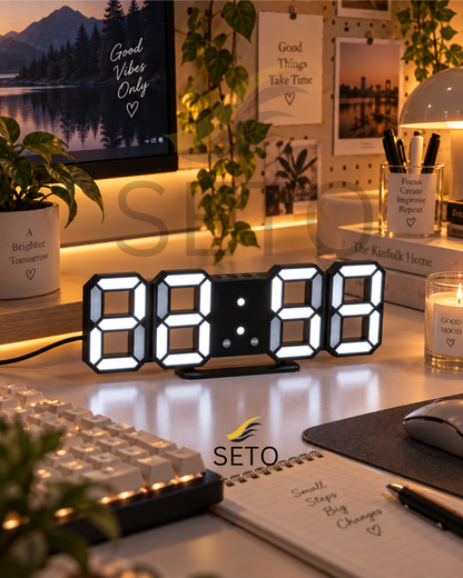 3D LED Digital Clock – Modern Digital Wall & Desk Clock with Snooze, Temperature Display, Stylish Bedroom Decor