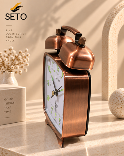 SETO Vintage Metal Twin Bell Alarm Clock , Super Loud Alarm, Radium Dial & Night Light