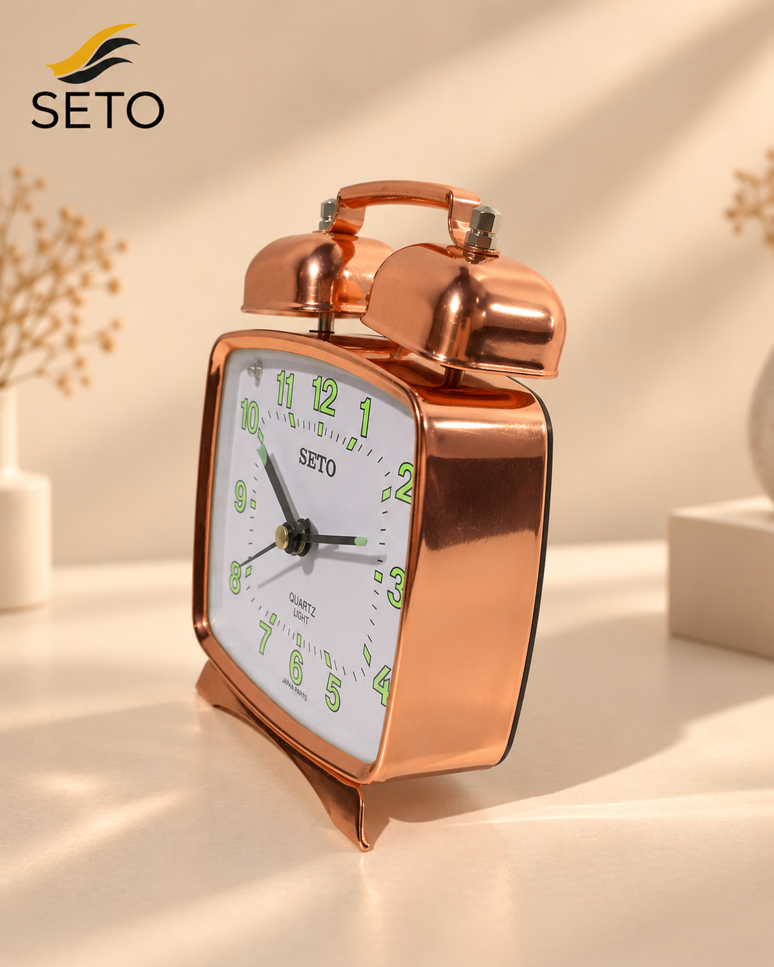 SETO Vintage Metal Twin Bell Alarm Clock , Super Loud Alarm, Radium Dial & Night Light