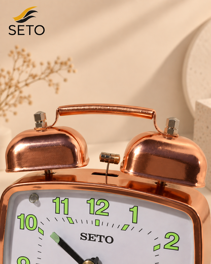 SETO Vintage Metal Twin Bell Alarm Clock , Super Loud Alarm, Radium Dial & Night Light