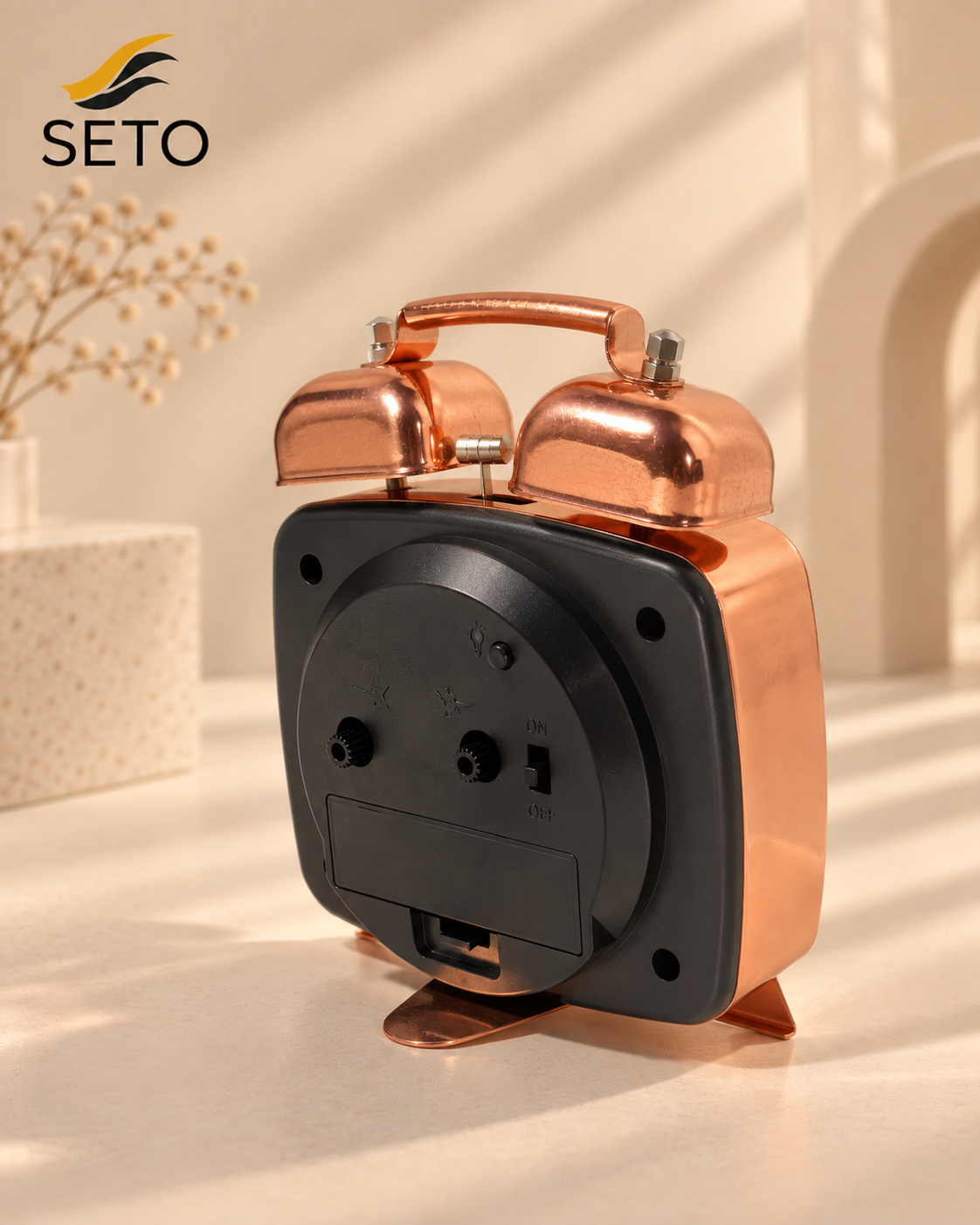 SETO Vintage Metal Twin Bell Alarm Clock , Super Loud Alarm, Radium Dial & Night Light
