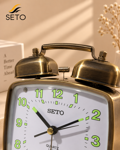 SETO Vintage Metal Twin Bell Alarm Clock , Super Loud Alarm, Radium Dial & Night Light