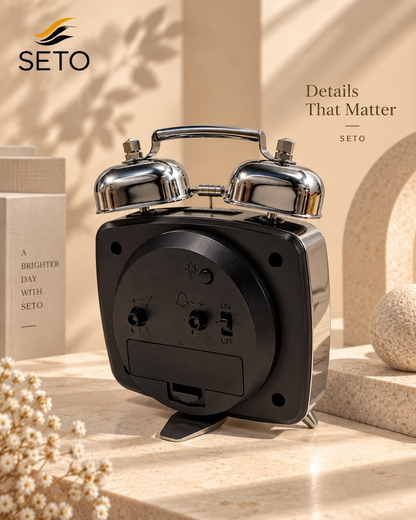SETO Vintage Metal Twin Bell Alarm Clock , Super Loud Alarm, Radium Dial & Night Light
