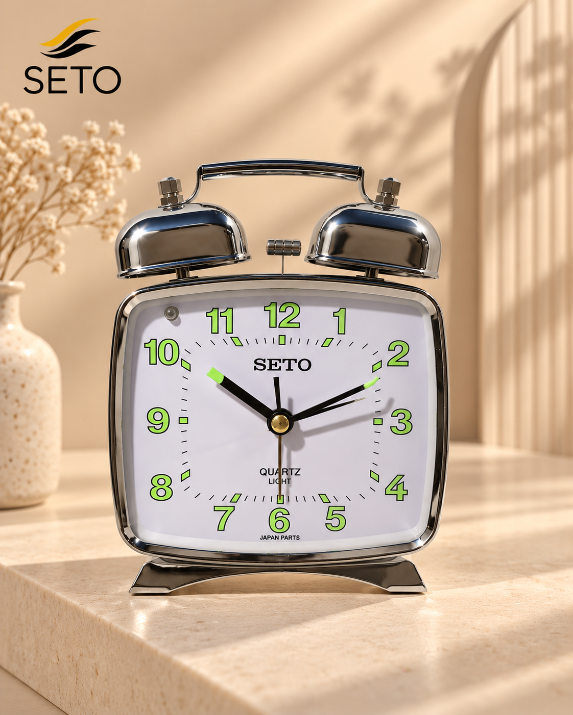 SETO Vintage Metal Twin Bell Alarm Clock , Super Loud Alarm, Radium Dial & Night Light