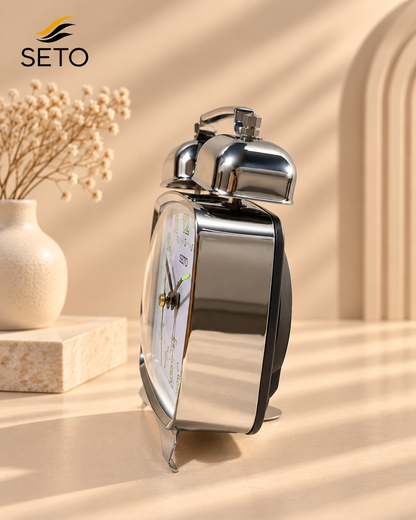 SETO Vintage Metal Twin Bell Alarm Clock , Super Loud Alarm, Radium Dial & Night Light