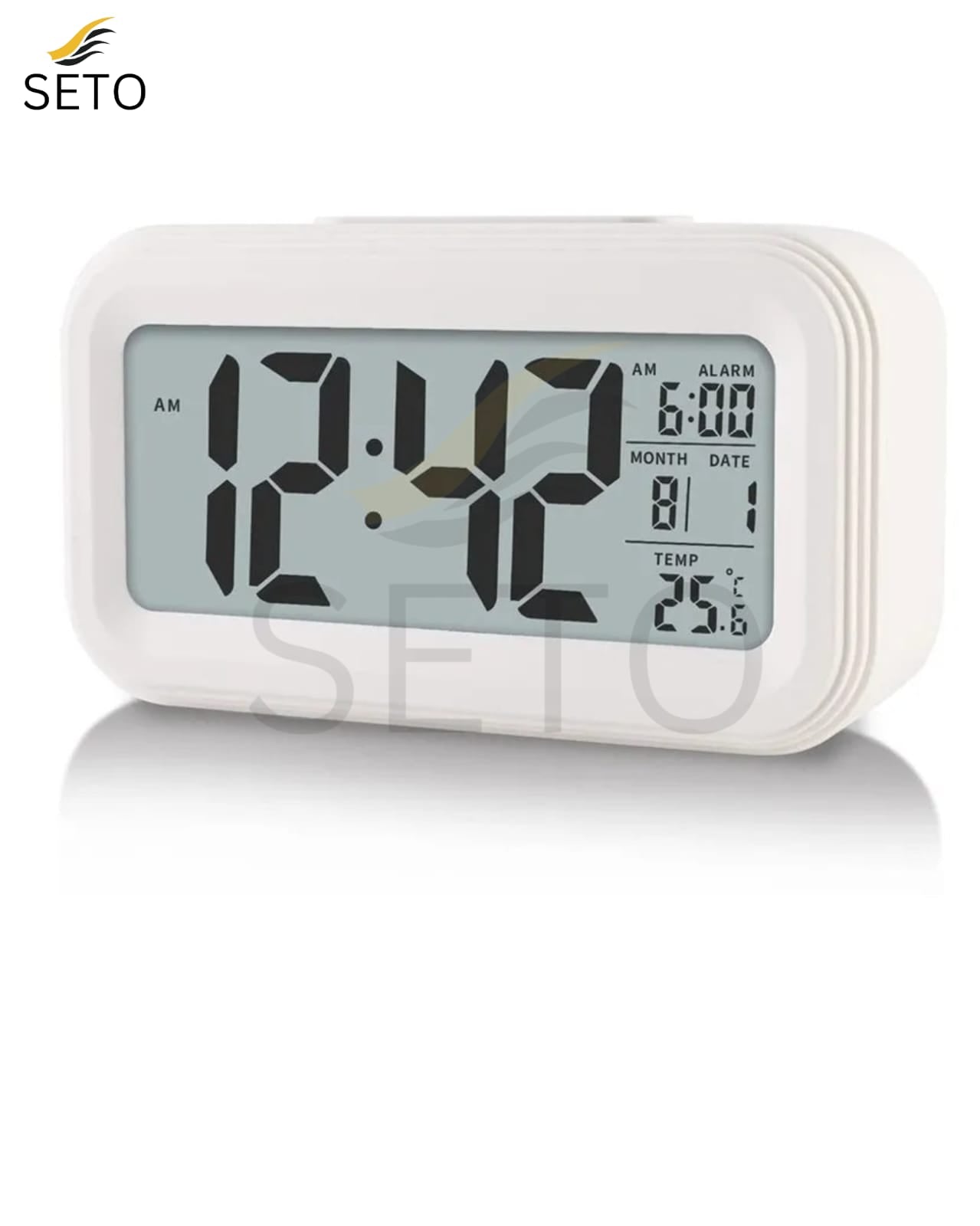 [SETO] LED Digital Alarm Clock | Multifunction Table & Desk Clock with Backlight, Snooze, Date, Time & Calendar Displa