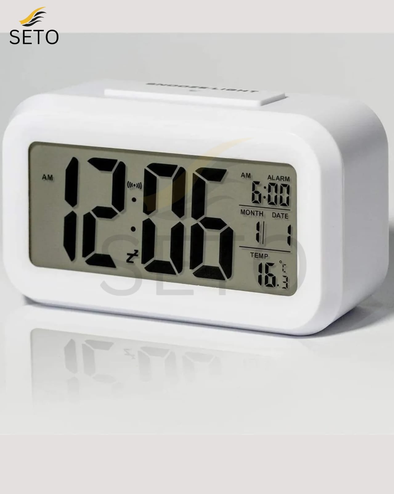 [SETO] LED Digital Alarm Clock | Multifunction Table & Desk Clock with Backlight, Snooze, Date, Time & Calendar Displa