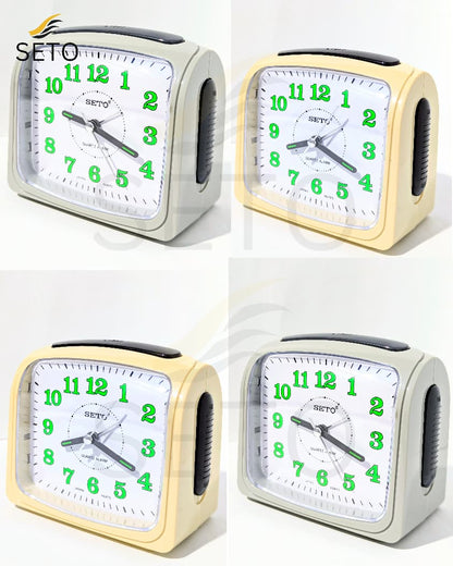 [SETO] Premium Quartz Alarm Clock with Night Light | Large Green Numbers | Easy Time Reading | Loud Alarm | Vintage Style Bedside Table Clock