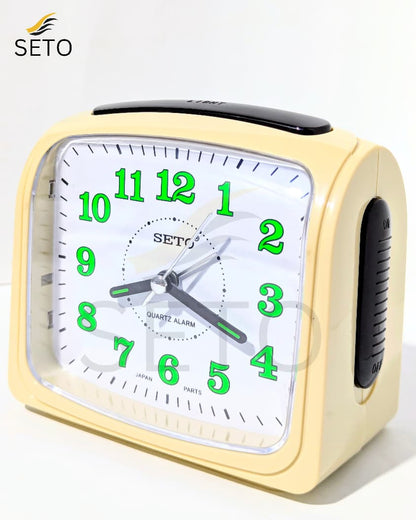 [SETO] Premium Quartz Alarm Clock with Night Light | Large Green Numbers | Easy Time Reading | Loud Alarm | Vintage Style Bedside Table Clock