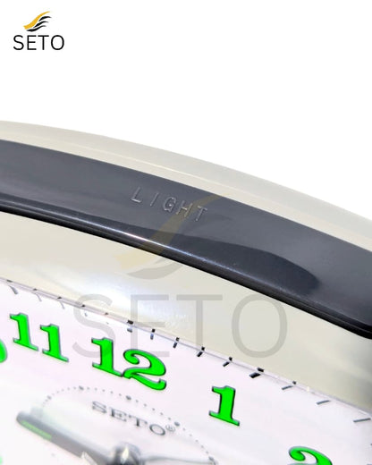 [SETO] Premium Quartz Alarm Clock with Night Light | Large Green Numbers | Easy Time Reading | Loud Alarm | Vintage Style Bedside Table Clock